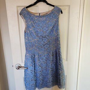 Vince Camuto Fit and Flare Lace Blue Dress